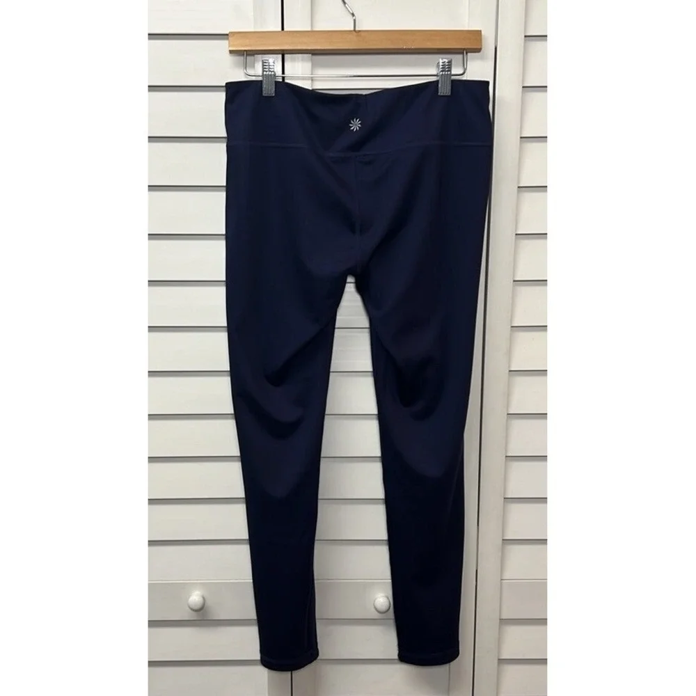 Athleta Westchester Chaturanga Reversible Leggings Size Large Navy & Blue Print - Picture 7 of 12